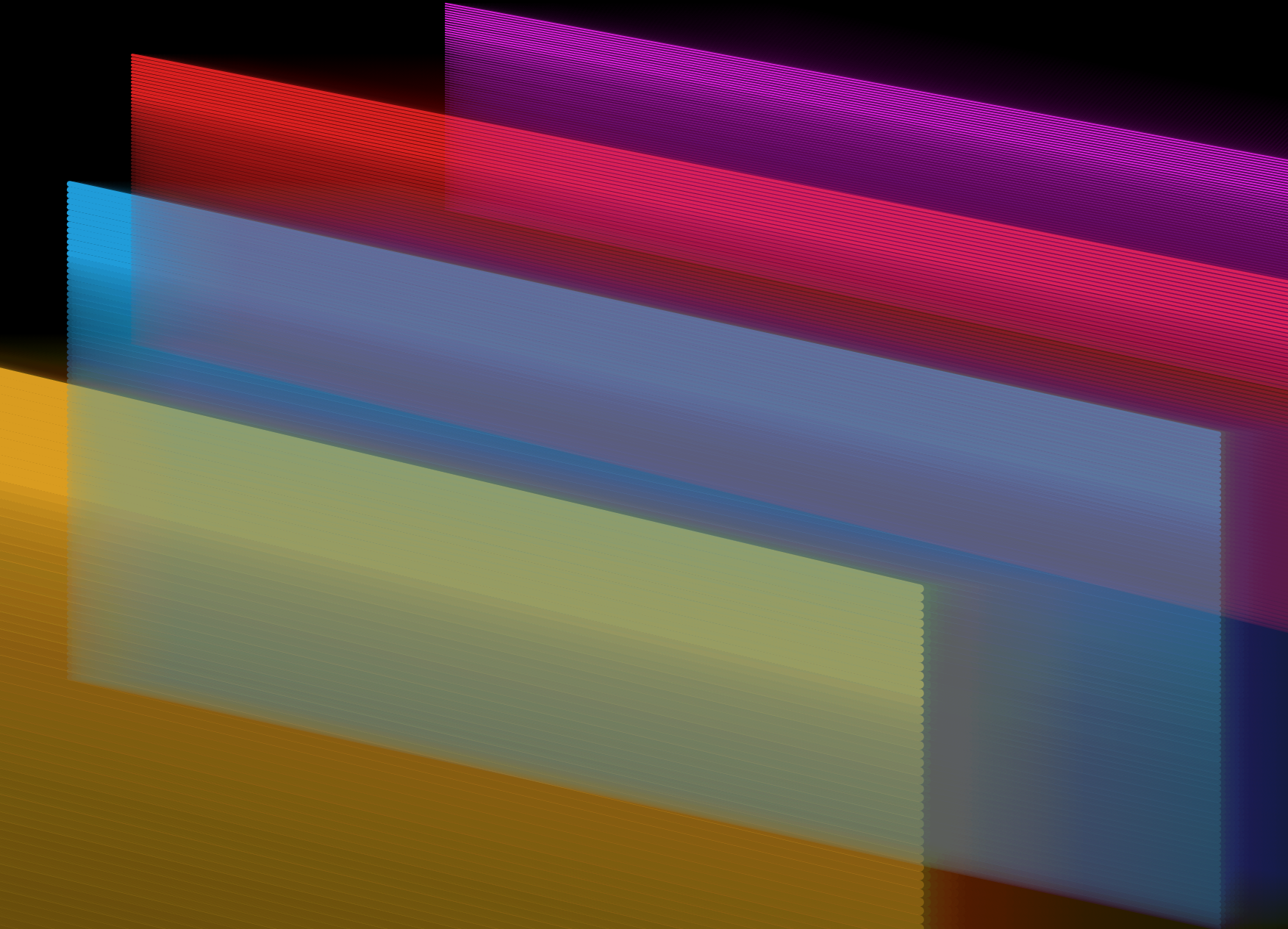 A dense geometric composition with blocks, grids, and controlled disruptions